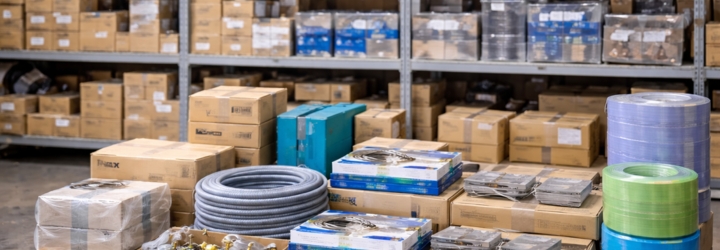 川崎市麻生区で倉庫整理や在庫処分に伴い住宅設備・電設資材が保管された資材置き場のイメージ