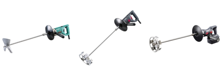 撹拌羽根と安全ガード形状が異なる電動撹拌機(ミキサー)の比較画像