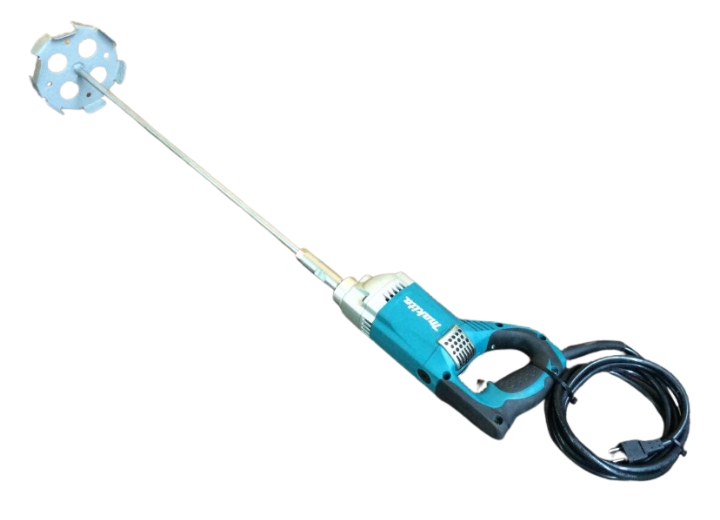 電動撹拌機(ミキサー) 本体と撹拌羽根の外観写真